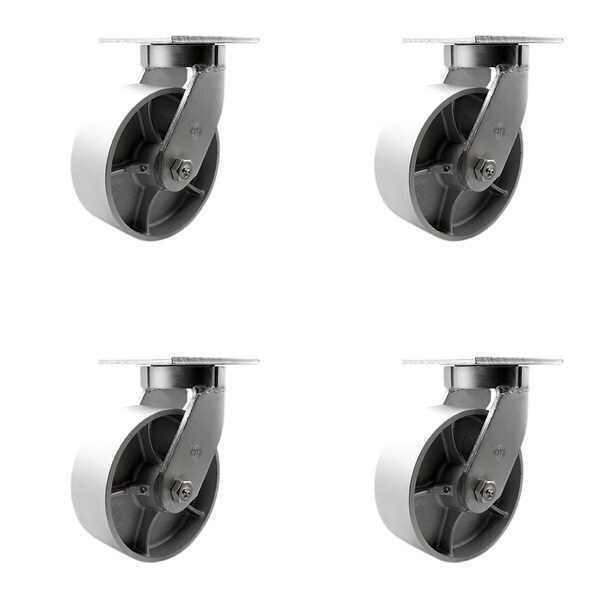 Service Caster 8'' Extra Heavy Duty Semi Steel Cast Iron Wheel Swivel Caster , 4PK CRAN-SCC-KP92S830-SSR-4 - main
